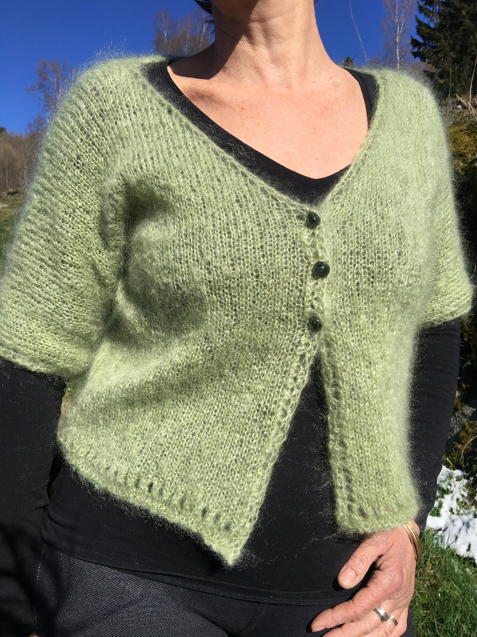 modèle gilet mohair à tricoter