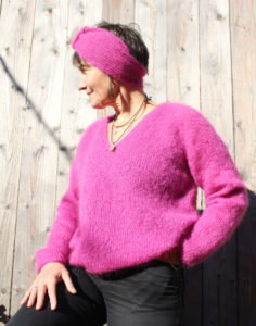 Pull col V mohair soie